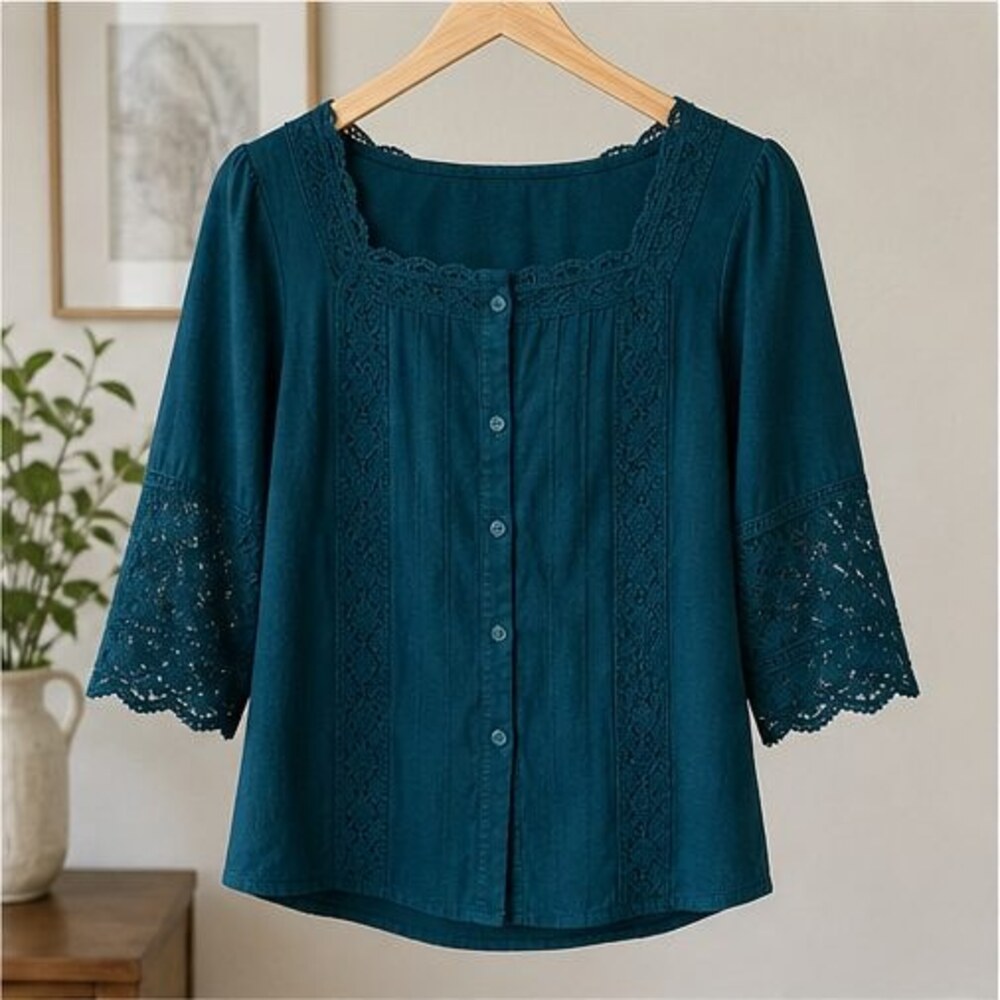 Teal Ruffle Blouse
